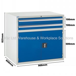 Euroslide Storage Cabinet 2 Drawer & Cupboard 825mm